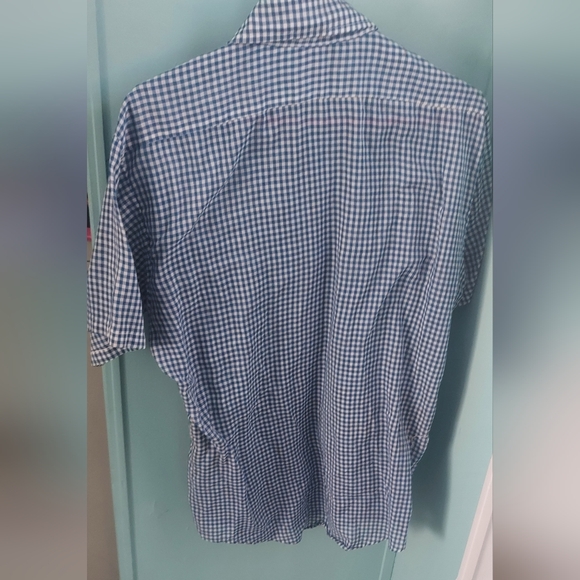 ! Vintage 70s Bronco Western blue/ white check shirt, large - Picture 5 of 7